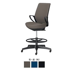 picora livina ピコラリビナ／ハイタイプ／ハイバック／布／ブラック脚／本体 ブラック／ダークグレージュ／フローリング用キャスター