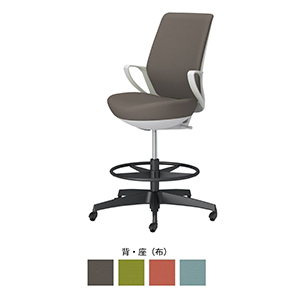 picora livina ピコラリビナ／ハイタイプ／ハイバック／布／ブラック脚／本体 ホワイトグレー／ダークグレージュ／フローリング用キャスター