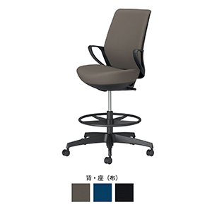 picora livina ピコラリビナ／ハイタイプ／ハイバック／布／ブラック脚／本体 ブラック／ダークグレージュ／カーペット用キャスター