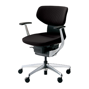 ing イング／クッションタイプ／ラテラルタイプ／アルミ肘／アルミポリッシュ脚／ブラックシェル／ブラック／カーペット用キャスター