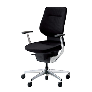 ing イング／クッションタイプ／バーチカルタイプ／アルミ肘／アルミポリッシュ脚／ブラックシェル／ブラック／カーペット用キャスター