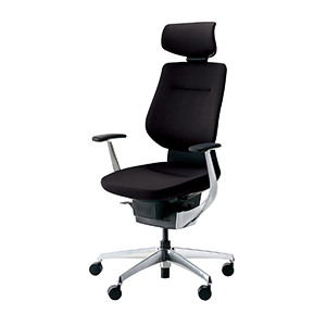 ing イング／クッションタイプ／ヘッドレスト付きタイプ／アルミ肘／アルミポリッシュ脚／ブラックシェル／ブラック／フローリング用キャスター