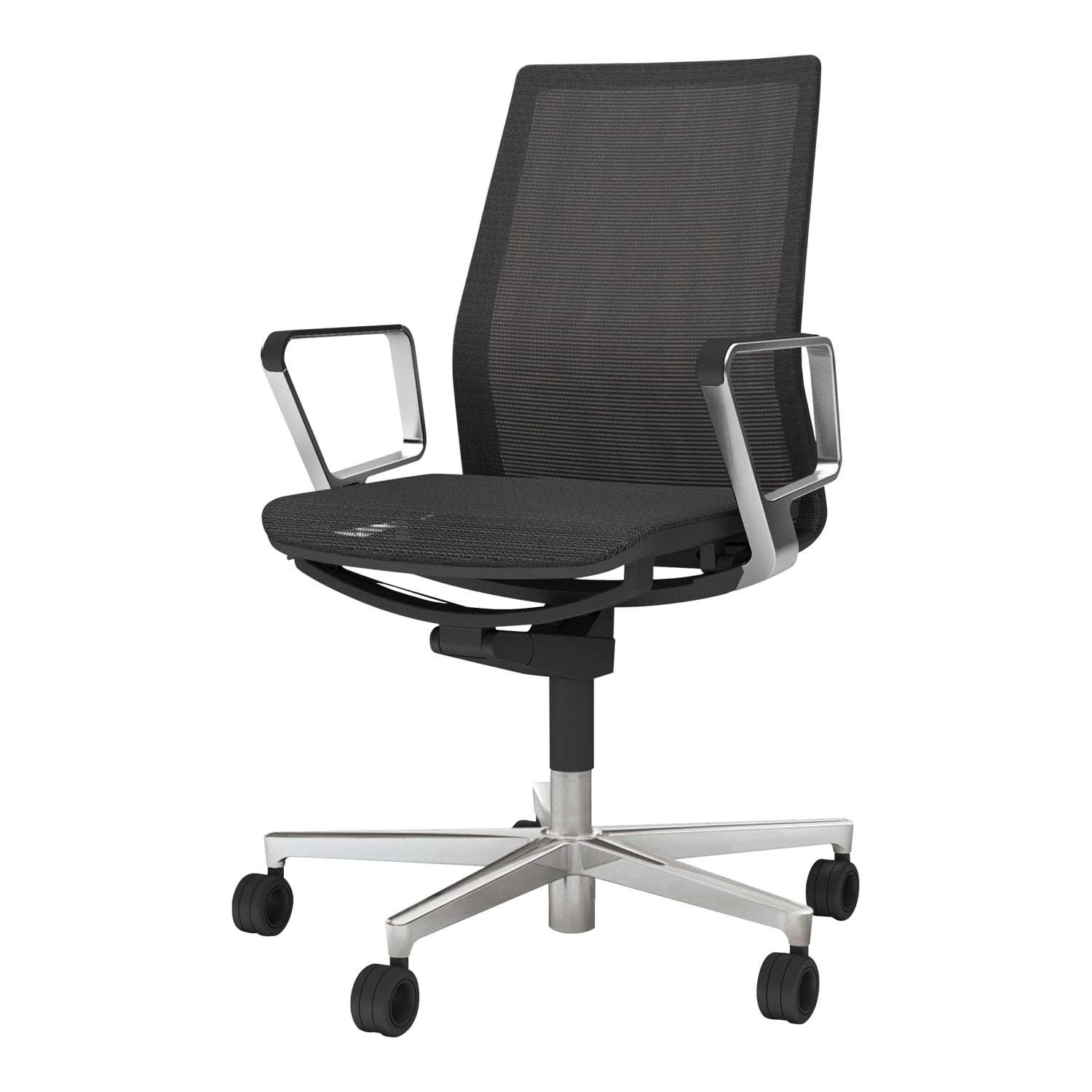 FABRE ファブレ／メッシュタイプ／プレーンタイプ／アルミサークル肘／ポリッシュ脚／本体ブラック／背座同色／ブラック