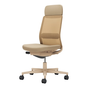 Monet モネット／背メッシュタイプ／ショルダーサポート付き／ランバーサポート付き／肘なし／ベージュ脚／本体ベージュ／背・座・ランバーサポート ソフトベージュ／カーペット用キャスター