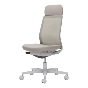 Monet モネット/背メッシュタイプ/ショルダーサポート付き/ランバーサポートなし/肘なし/グレー脚/本体グレー/背座ライトグレー/カーペット用キャスター