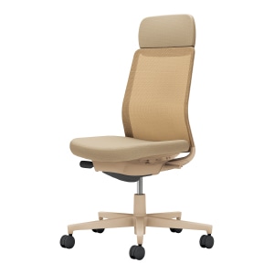 Monet モネット／背メッシュタイプ／ショルダーサポート付き／ランバーサポートなし／肘なし／ベージュ脚／本体ベージュ／背座ソフトベージュ／カーペット用キャスター