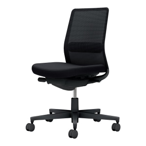 Monet モネット／背メッシュタイプ／ショルダーサポートなし／ランバーサポート付き／肘なし／ブラック脚／本体ブラック／背・座・ランバーサポート ブラック／カーペット用キャスター