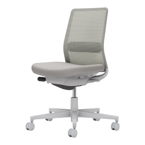 Monet モネット／背メッシュタイプ／ショルダーサポートなし／ランバーサポート付き／肘なし／グレー脚／本体グレー／背・座・ランバーサポート ライトグレー／カーペット用キャスター