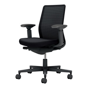 Monet モネット／背メッシュタイプ／可動肘／ブラック脚／本体ブラック／背座ブラック／カーペット用キャスター