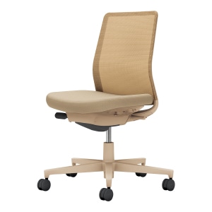 Monet モネット／背メッシュタイプ／肘なし／ベージュ脚／本体ベージュ／背座ソフトベージュ／カーペット用キャスター