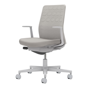 Monet モネット／背クッションタイプ／L型肘／グレー脚／本体グレー／背座ライトグレー／カーペット用キャスター