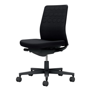 Monet モネット／背クッションタイプ／肘なし／ブラック脚／本体ブラック／背座ブラック／カーペット用キャスター