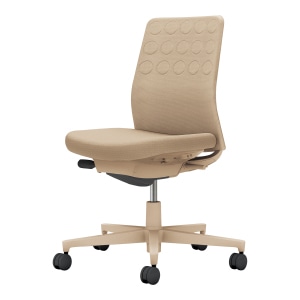 Monet モネット／背クッションタイプ／肘なし／ベージュ脚／本体ベージュ／背座ソフトベージュ／カーペット用キャスター