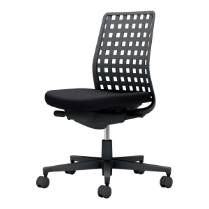 Monet モネット／背樹脂シェルタイプ／肘なし／ブラック脚／本体ブラック／背樹脂 ブラック／座 ブラック／カーペット用キャスター