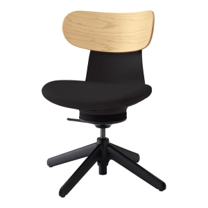 ingLIFE イングライフ／背合板タイプ／肘なし／本体ブラック／背 合板ホワイトアッシュ／座ブラック／4本脚／［ラクラク納品］