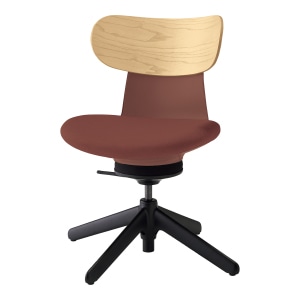 ingLIFE イングライフ／背合板タイプ／肘なし／本体ブリックレッド／背 合板ホワイトアッシュ／座ブリックレッド／4本脚／［ラクラク納品］