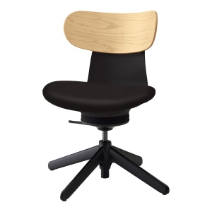 ingLIFE イングライフ／背合板タイプ／肘なし／本体ブラック／背 合板ホワイトアッシュ／座合成皮革ブラック／4本脚／［宅配・お客様組立］