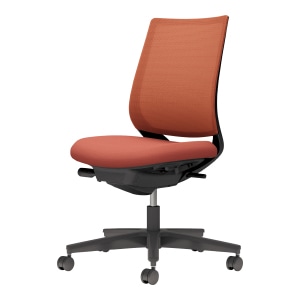 Mitra2 ミトラ2／メッシュタイプ／スタンダードバック／ランバーサポートなし／肘なし／ブラック樹脂脚／本体ブラック／背座ソフトテラコッタ／カーペット用キャスター