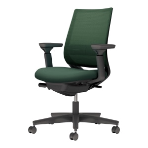 Mitra2 ミトラ2／メッシュタイプ／スタンダードバック／ランバーサポート付き／可動肘／ブラック樹脂脚／本体ブラック／背座ディープグリーン／フローリング用キャスター