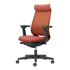 Mitra2 ミトラ2／メッシュタイプ／アディショナルバック／ランバーサポート付き／可動肘／ブラック樹脂脚／本体ブラック／背座ソフトテラコッタ／カーペット用キャスター