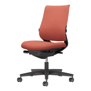 Mitra2 ミトラ2／ファブリックタイプ／スタンダードバック／ランバーサポート付き／肘なし／ブラック樹脂脚／本体ブラック／背座ソフトテラコッタ／フローリング用キャスター