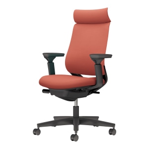 Mitra2 ミトラ2／ファブリックタイプ／アディショナルバック／ランバーサポートなし／可動肘／ブラック樹脂脚／本体ブラック／背座ソフトテラコッタ／カーペット用キャスター