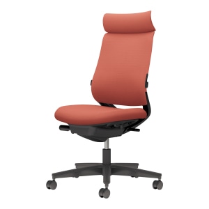 Mitra2 ミトラ2／ファブリックタイプ／アディショナルバック／ランバーサポート付き／肘なし／ブラック樹脂脚／本体ブラック／背座ソフトテラコッタ／カーペット用キャスター