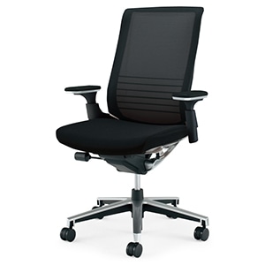 INSPINE インスパイン／ハイバック／可動肘／座面布張り／ブラックフレーム／座ブラック／フローリング用キャスター