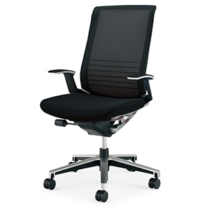 INSPINE インスパイン/ハイバック/T型肘/座面布張り/ブラックフレーム/座ブラック/フローリング用キャスター