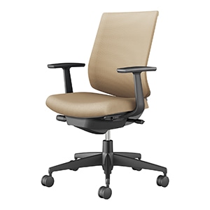 Wizard4 ウィザード4/ローバックタイプ/T型肘/ブラック樹脂脚/布/本体 ブラック/背座ソフトベージュ/フローリング用キャスター