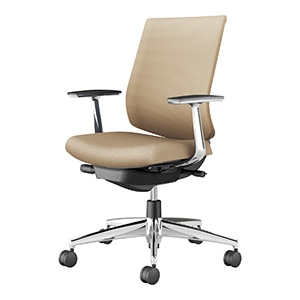 Wizard4 ウィザード4/ローバックタイプ/アルミ肘/アルミポリッシュ脚/布/本体 ブラック/背座ソフトベージュ/カーペット用キャスター