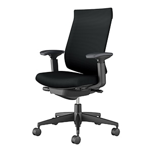 Wizard4 ウィザード4／ハイバックタイプ／可動肘／ブラック樹脂脚／布／本体 ブラック／背座ブラック／フローリング用キャスター