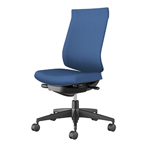 Wizard4 ウィザード4／ハイバックタイプ／肘なし／ブラック樹脂脚／エコPVCレザー／本体 ブラック／背座ミディアムマリン／フローリング用キャスター