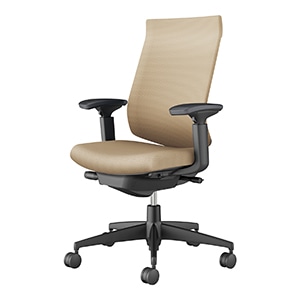 Wizard4 ウィザード4／ハイバックタイプ／可動肘／ブラック樹脂脚／布／本体 ブラック／背座ソフトベージュ／カーペット用キャスター