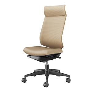 Wizard4 ウィザード4／アディショナルバックタイプ／肘なし／ブラック樹脂脚／布／本体 ブラック／背座ソフトベージュ／フローリング用キャスター