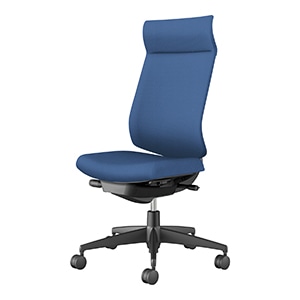 Wizard4 ウィザード4／アディショナルバックタイプ／肘なし／ブラック樹脂脚／エコPVCレザー／本体 ブラック／背座ミディアムマリン／フローリング用キャスター