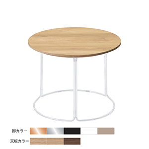 CK-750／テーブル／直径450×高さ335ｍｍ／メラミン天板ナチュラルオーク／脚ホワイト