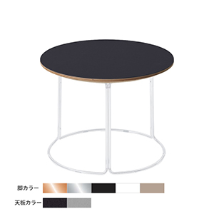 CK-750／テーブル／直径450×高さ335ｍｍ／リノリウム天板チャコール／脚ホワイト