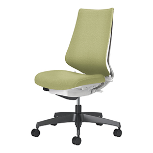 Duora2 デュオラ2/クッションタイプ/ハイバック/肘なし/本体ホワイトグレー/ブラック樹脂脚/グラスグリーン/カーペット用キャスター