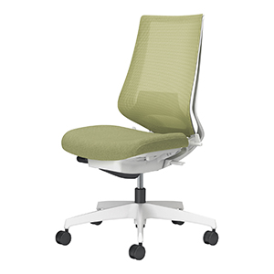 Duora2 デュオラ2／メッシュタイプ／ハイバック／肘なし／ランバーサポートあり／本体ホワイトグレー／ホワイト 樹脂脚 ／グラスグリーン／カーペット用キャスター