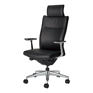 PUNTO プント/革張り(本革)/ヘッドレストアルミ肘/ランバーサポート付き/ブラック/カーペット用キャスター