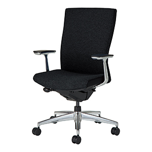 PUNTO プント／布張りタイプ／ハイバック／アルミ肘／ランバーサポート付き／ブラック／カーペット用キャスター