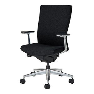 PUNTO プント／布張りタイプ／ハイバック／アルミ肘／ランバーサポートなし／ブラック／カーペット用キャスター