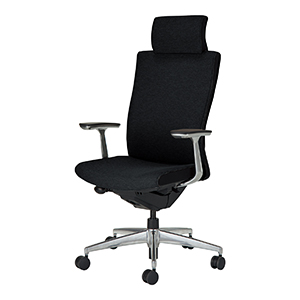 PUNTO プント／布張りタイプ／ヘッドレスト／アルミ肘／ランバーサポートなし／ブラック／カーペット用キャスター