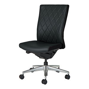 PUNTO プント／キルティングタイプ（エコPVCレザー）／ハイバック／肘なし／ランバーサポート付き／ブラック／カーペット用キャスター