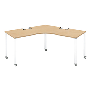 WORKFIT ワークフィット／120°ブーメランテーブル／キャスター脚／W1200／天板ナチュラルオーク／脚ホワイト