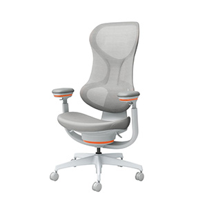 ingCloud　イングクラウド／ヘッドレストなし／ライトグレー／サンオレンジ／フローリング用キャスター／［ラクラク納品］