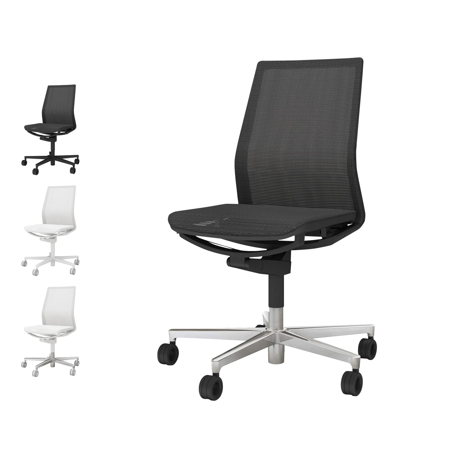 FABRE ファブレ／メッシュタイプ／プレーンタイプ／肘なし／ポリッシュ脚／本体ブラック／背座同色／ブラック