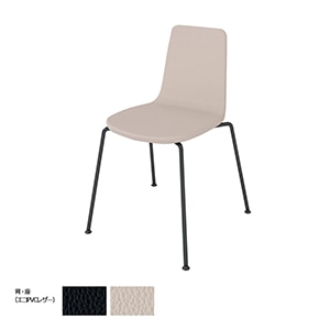 Mycket ミケット／4本脚／ブラック塗装脚／張りぐるみ／レザー／背座ブライトグレー