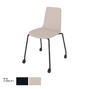 Mycket ミケット／キャスター脚／ブラック塗装脚／張りぐるみ／レザー／背座ブライトグレー